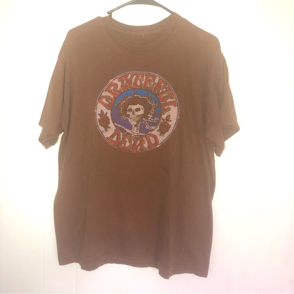 GRATEFUL DEAD Brown Graphic Skeleton Logo Band Tee Men’s Large